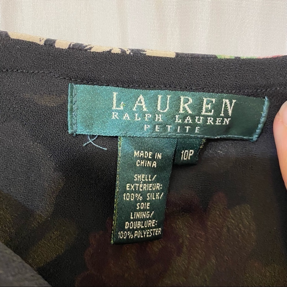 Vintage Lauren Ralph Lauren Y2K Floral Silk Skirt Sz 10P - Picture 2 of 6